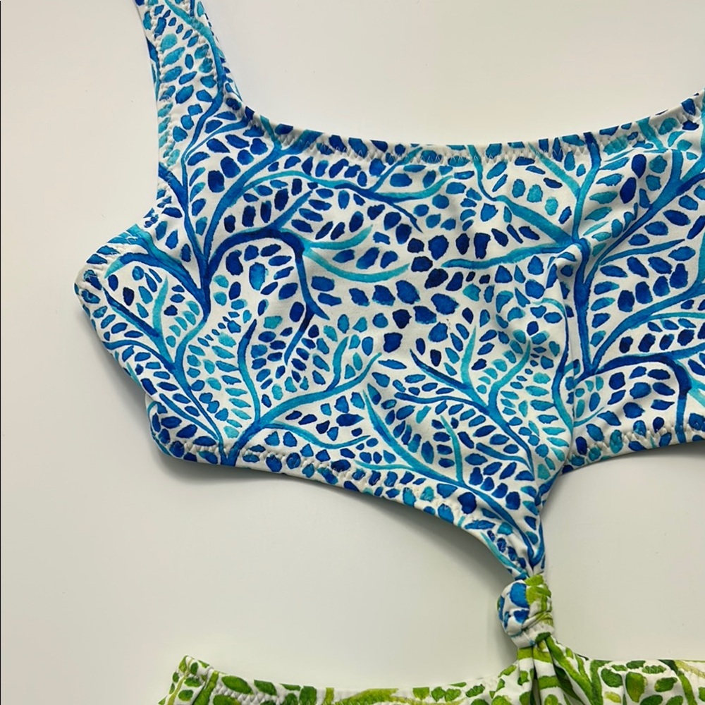Solid & Striped The Bailey Swimsuit One Piece Knot Blue Green Floral Small - Picture 7 of 15